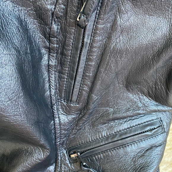 Zara Basic Lamb Leather Biker Jacket - Picture 5 of 8